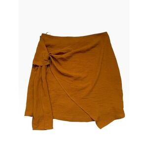 Mango Suit‎ Women XS Burnt Orange Wrap Mini Skirt Side Tie Asymmetrical 43031036